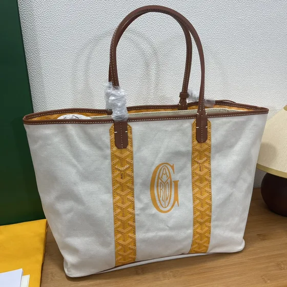 Goyard Saint Louis Yellow White Tote Bag
