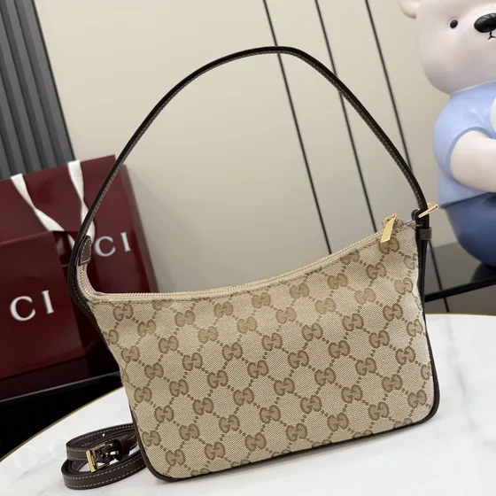 Gucci Gg Kanvas Shoulder Bag With Removable Strap Beige/Coklat Shoulder Bag