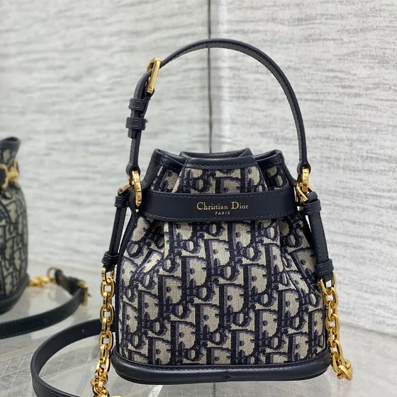 Dior C'Est Mini Bolso cubo Azul Oblique Jacquard Bolso cubo