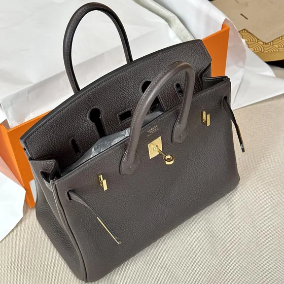 Hermes Birkin Dark Brun Tophåndtag