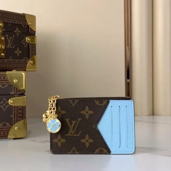 Louis Vuitton Card Holder Brown Light Blue