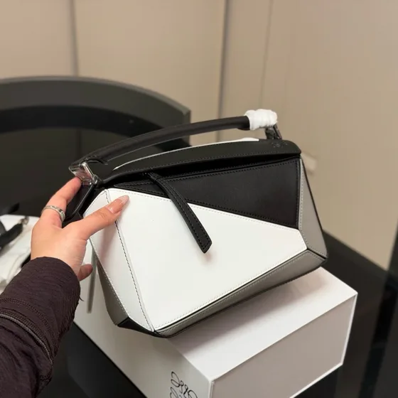 Loewe Puzzle Bag Small Black White Gray 24x16 5x10 5 Top Handle
