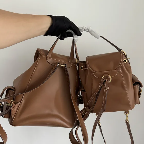 Miu Miu Leather Pocket Backpack Brown Backpack