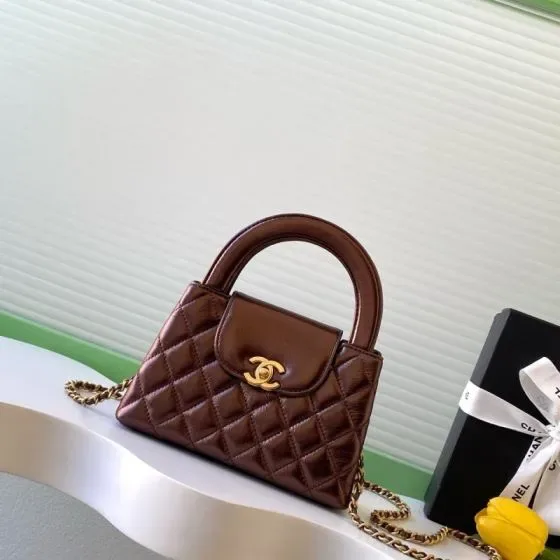 Chanel Kelly Shopping Bag Brown Top Handle