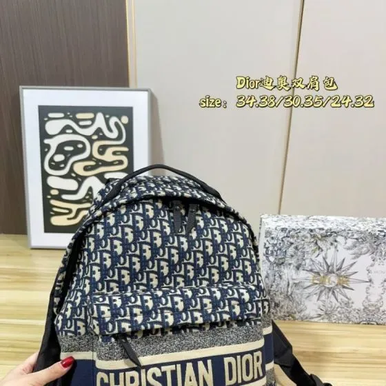 Dior Diortravel Backpack Blue And Beige 34-38 30-35 24-32cm Backpack