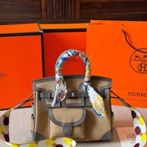 Hermes Birkin Cargo Beige Grey Top Handle