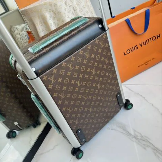 Louis Vuitton suitcase Monogram Brown with Green trim travel