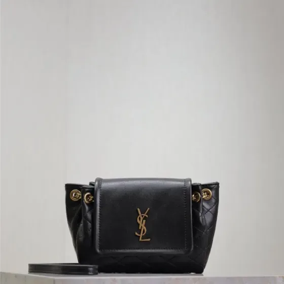 YSL Mini Nolita Quilted Leather Bag Black Crossbody