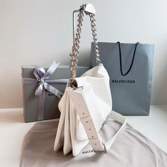 Balenciaga Bb Soft Large Flap Bag White Shoulder Bag