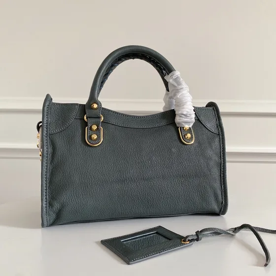 Balenciaga Classic Metallic Edge City Mini Dark Gray Top Handle