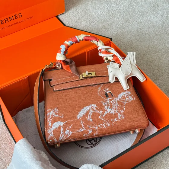 Hermes Kelly Marrón Asa superior