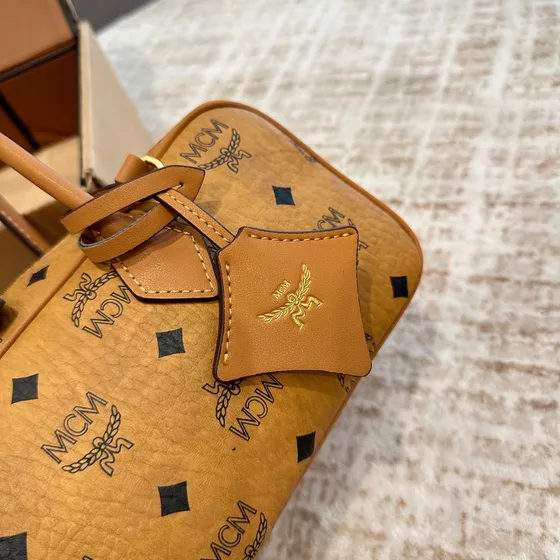 MCM Aren Boston Bag Cognac Top Handle