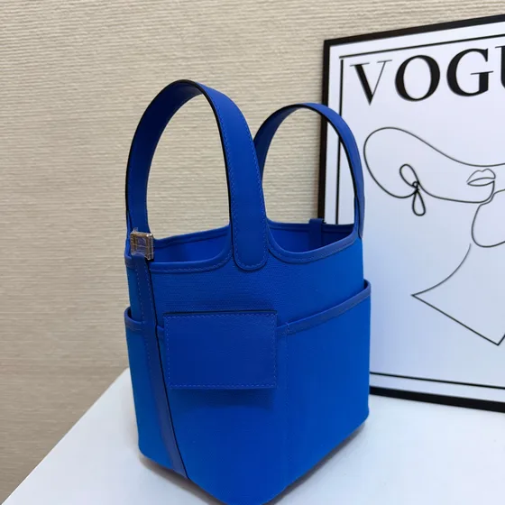Hermes Cargo Picotin Lock 18 Klein Azul 18cm Alça superior