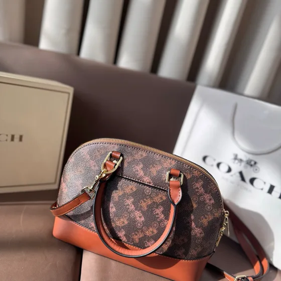 Coach Mini Sierra Satchel Brown Orange Top Handle