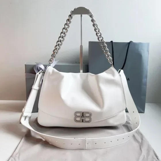 Balenciaga Bb Soft Large Flap Bag White Shoulder Bag