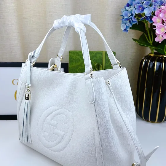 Gucci Soho Kulit Shoulder Bag 282309 Putih 35*29*16 Shoulder Bag