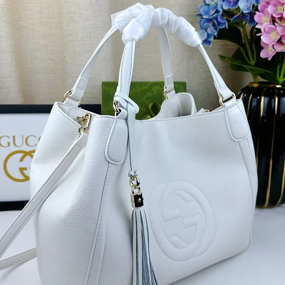 Gucci Soho Kulit Shoulder Bag 282309 Putih 35*29*16 Shoulder Bag