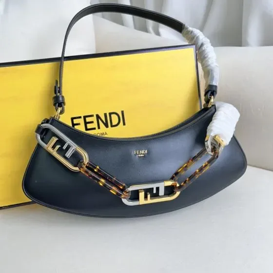Fendi O Lock Swing Black Shoulder Bag