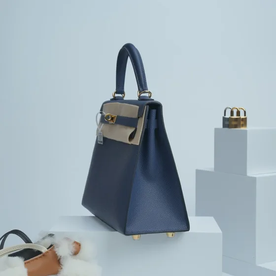 Hermes Kelly Marineblå Blå Tophåndtak
