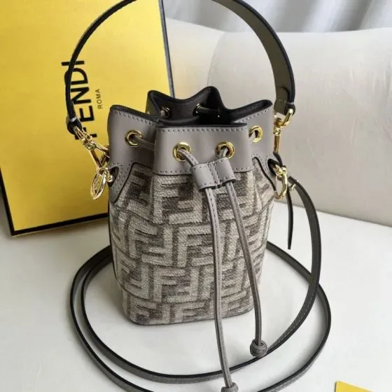 Fendi Mon Tresor Mini Bucket Bag Grey Shoulder Bag