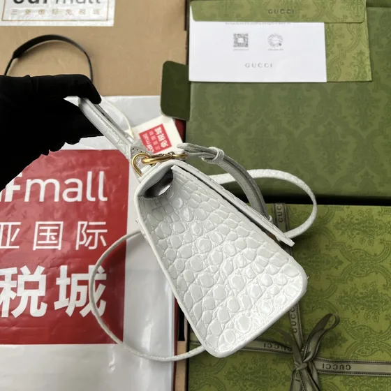 Balenciaga Hourglass Top Handle Bag White Top Handle