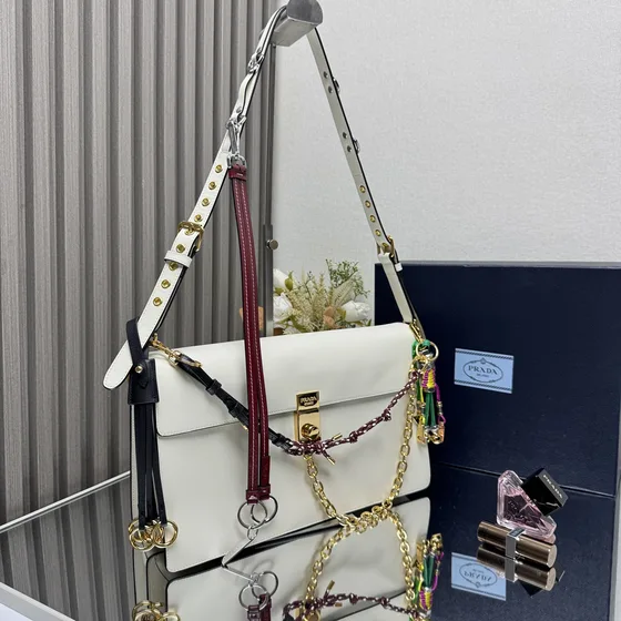 Prada Prada Sound Shoulder Bag With Charms Trắng Shoulder Bag