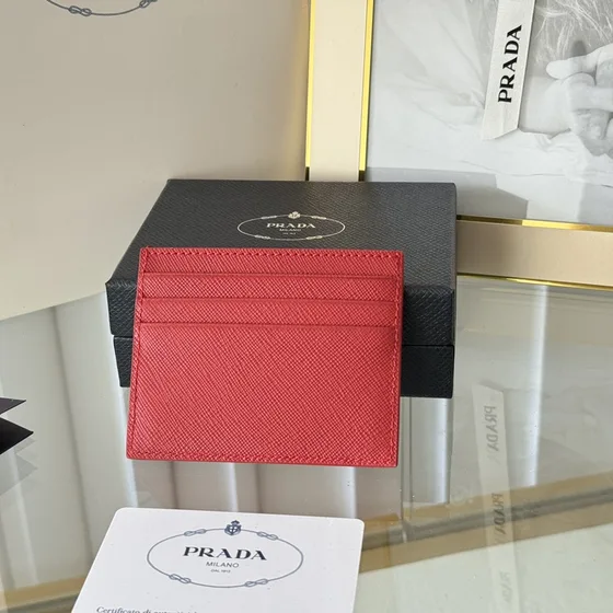 Prada Saffiano Card Holder Rojo Card Holder