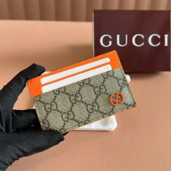 Gucci Gg Card Holder Beige Orange Card Holder