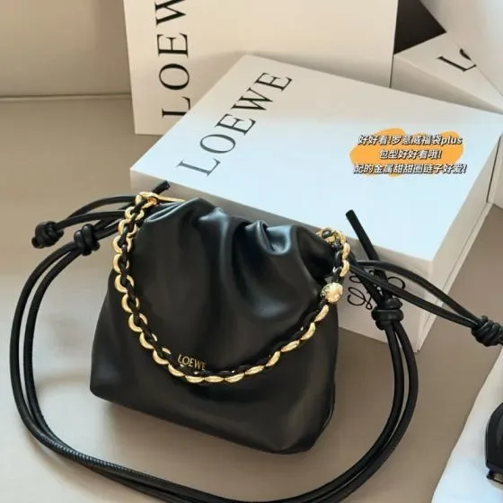 Loewe Flamenco Purse Bucket Bag Black Crossbody