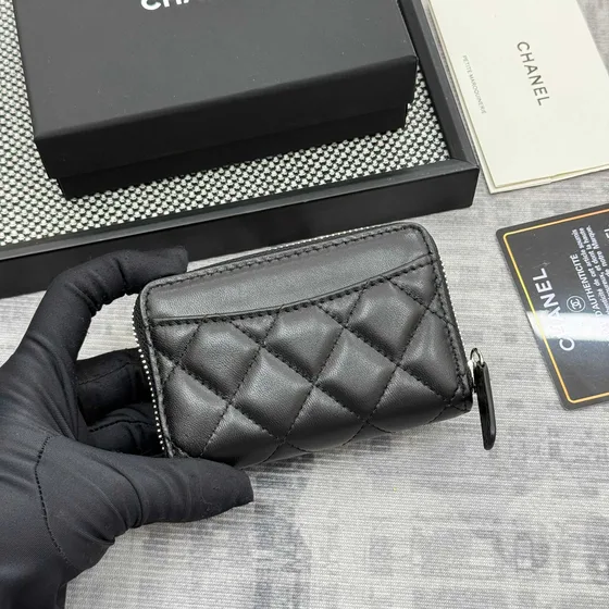 Chanel Quilted Zip Card Holder Чёрный Card Holder