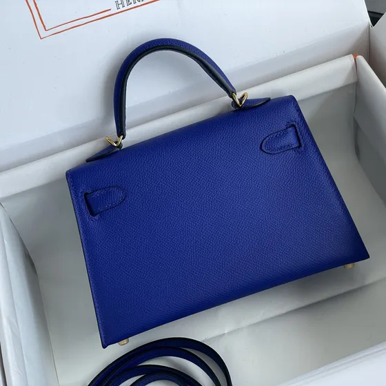 Hermes Kelly Mini Ii Royal Blå Tophåndtag