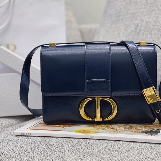 Celine 30 Montaigne Navy Blue Flap Bag