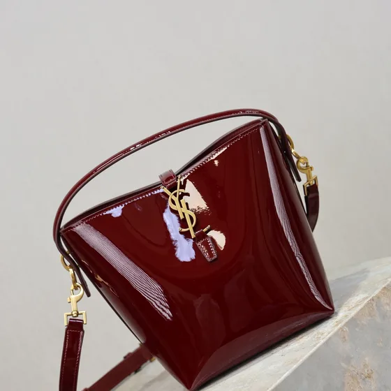 YSL Le 37 Mini Bucket Bag Merah marun Crossbody