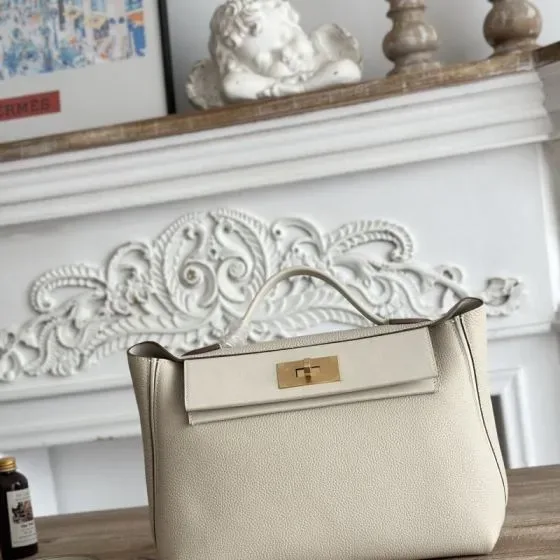 Hermes 24 24 White Top Handle