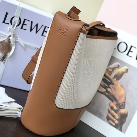 Loewe Anagram Bucket Bag Beige Brown Crossbody