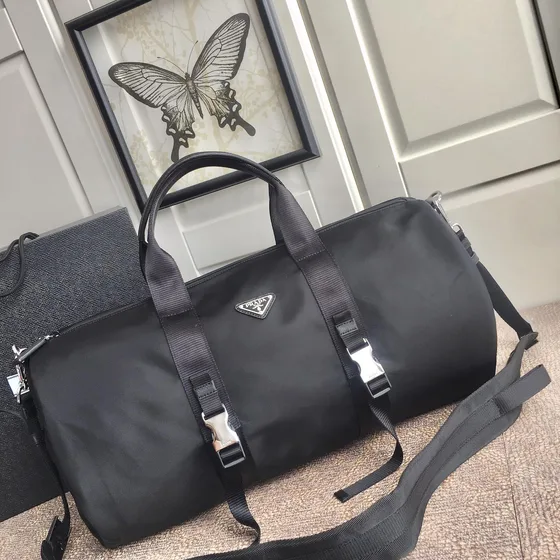 Prada Re-Nylon Travel Duffel Bag Black Top Handle