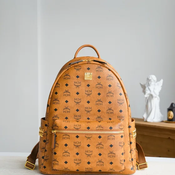 MCM Stark Backpack In Visetos Cognac Backpack