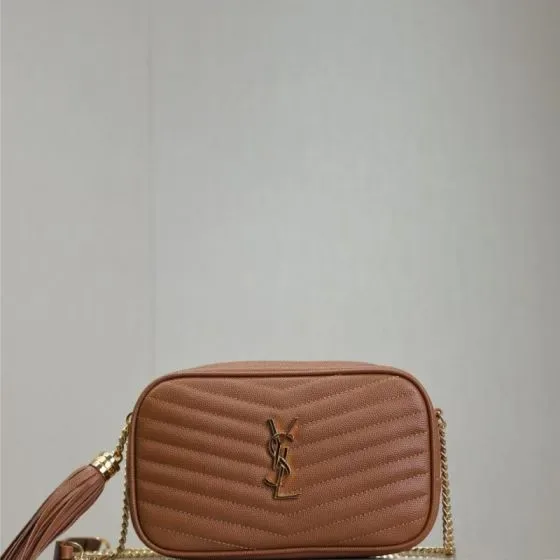 YSL Lou Mini Camera Bag Cinnamon Brown Crossbody