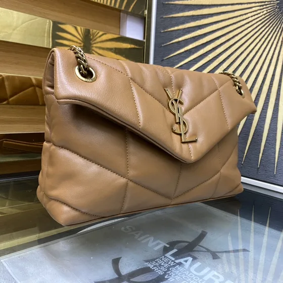 YSL Loulou Puffer Beige Shoulder Bag