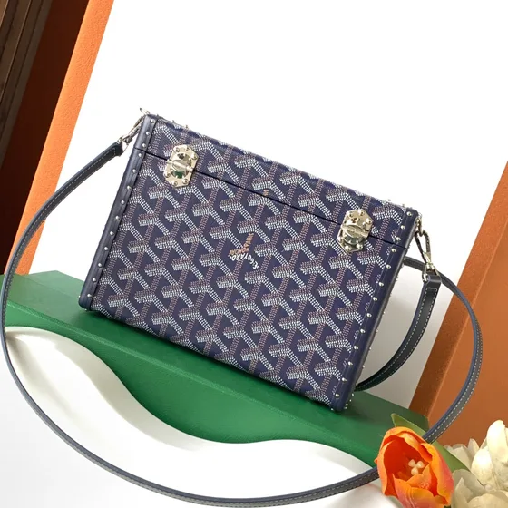 Goyard Cassette Trunk Bag สีน้ำเงินเข้ม สีฟ้า Crossbody