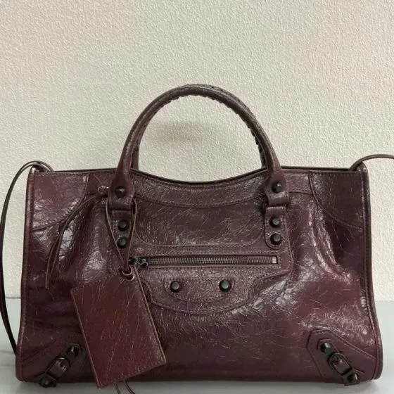 Balenciaga Le City Medium Bag Burgundy Top Handle
