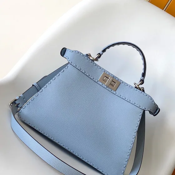 Fendi Peekaboo Iseeu Small Light Blue Top Handle