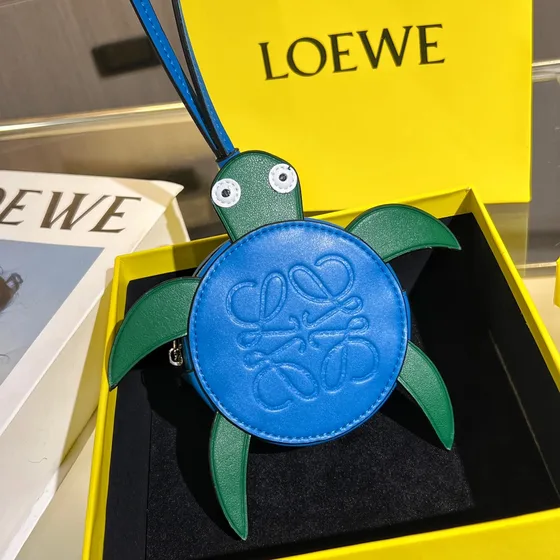 Loewe Turtle Coin Purse Neck Strap Blue/Green Coin Purse