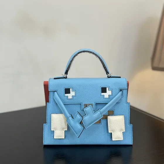 Hermes Kelly Doll Picto Azul Alça superior