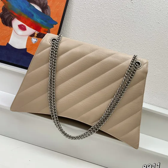 Balenciaga Crush Large Quilted Chain Bag Beige Shoulder Bag