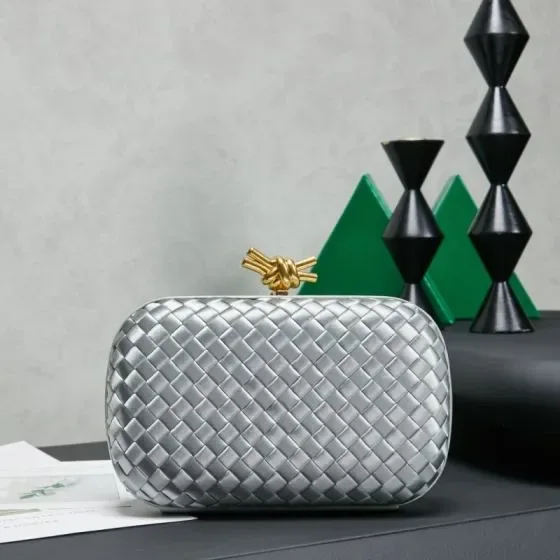 Bottega Veneta Knot Clutch Silver Clutch