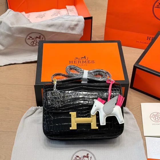 Hermes Constance Zwart Crossbody
