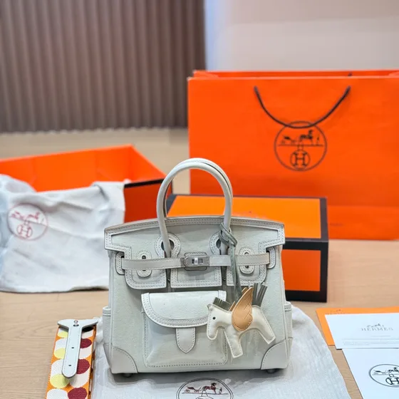 Hermes Birkin Cargo Vit Topphandtag