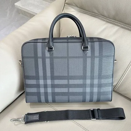 Burberry Briefcase Grey Check business