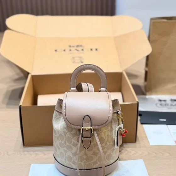 Coach Mini Riya Rygsæk 21 In Signature Lærred Beige Rygsæk